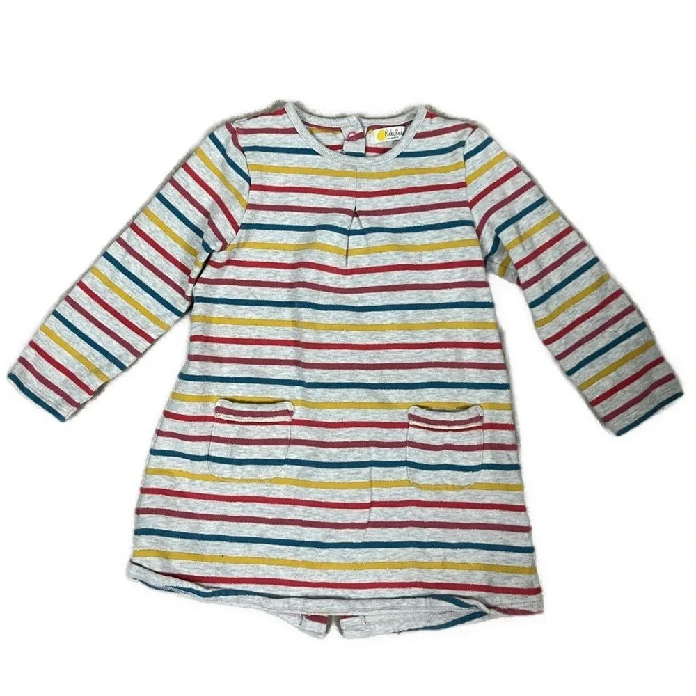 Baby Boden‎ Girls Multicolor Sparkle Stripe Sweater Dress- Size 2-3Y